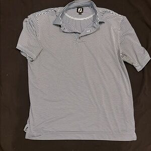 FootJoy Men's Polo Shirt - Navy and light blue Stripes